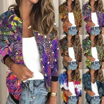 Женская мода с длинным рукавом на молнии однотонная повседневная короткая куртка пальто S синий