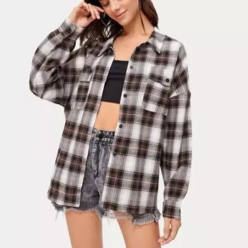 Женская мода с длинным рукавом на молнии однотонная повседневная короткая куртка пальто S коричневый