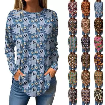 Женская мода с длинным рукавом, осенний круглый вырез, винтажный асимметричный пуловер L розовый