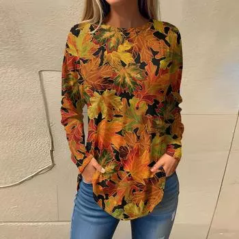 Женская мода с длинным рукавом, осенний круглый вырез, винтажный асимметричный пуловер XXL жёлтый