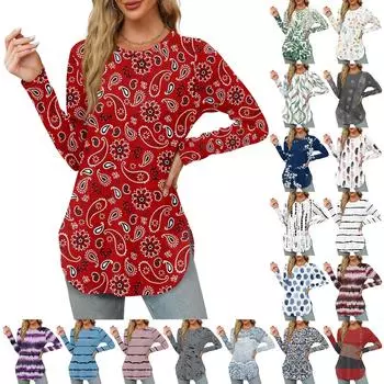 Женская мода с длинным рукавом, осенний круглый вырез, разрез сбоку, однотонный повседневный топ XXL бежевый