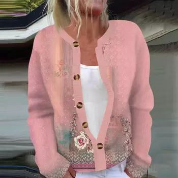 Женская мода с длинным рукавом, рождественский принт «Снеговик-снежинка», куртка, кардиган XXXL розовый