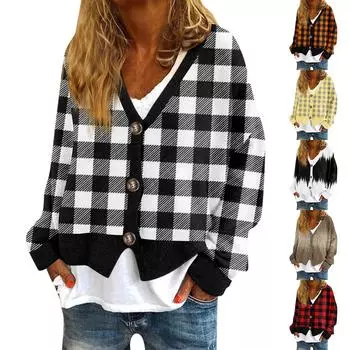 Женская мода с длинным рукавом, рождественский принт «Снеговик-снежинка», куртка, кардиган M чёрный