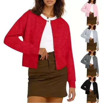 Женская мода с длинным рукавом, рождественский принт «Снеговик-снежинка», куртка, кардиган L чёрный