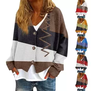 Женская мода с длинным рукавом, рождественский принт «Снеговик-снежинка», куртка, кардиган L кофейный