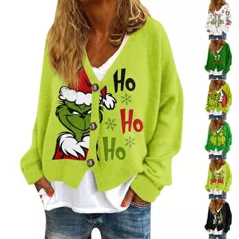 Женская мода с длинным рукавом, рождественский принт «Снеговик-снежинка», куртка, кардиган XXL жёлтый