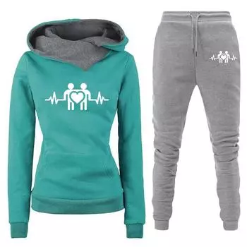 Женская мода с длинным рукавом спортивный повседневный костюм из двух частей свитер костюм XXXL чёрный