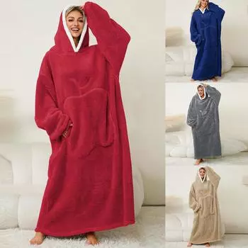 Женская мода с длинными рукавами, пижама, куртка, утолщенная, теплая, домашняя одежда One Size бежевый