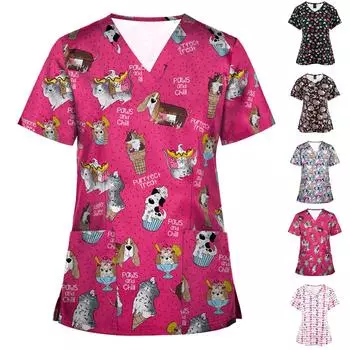 Женская мода с коротким рукавом и воротником, рабочая униформа, блузка, рубашка L чёрный