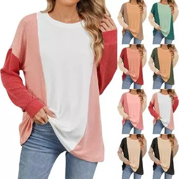 Женская мода с круглым вырезом, с длинным рукавом, повседневная футболка, свитшот, топ L армия зеленый