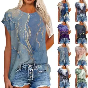 Женская мода с круглым вырезом, свободным карманом, без рукавов, повседневный топ с градиентным принтом L чёрный