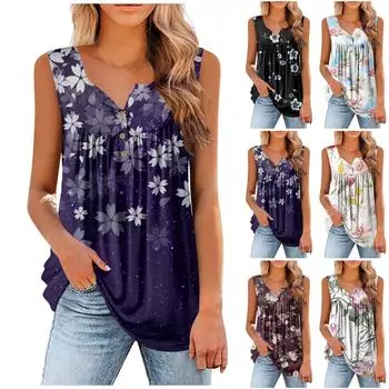 Женская мода с леопардовым принтом, гофрированная повседневная футболка без рукавов, майка L чёрный