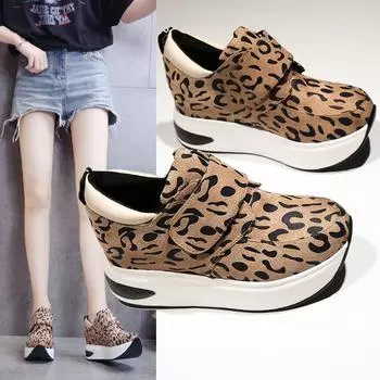 Женская мода с леопардовым принтом на толстой подошве, плоская обувь, повседневная обувь для прогулок 35