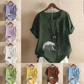 Женская мода с принтом белого медведя, футболка с коротким рукавом, свободная хлопковая рубашка, повседневная свободная летняя блузка, топы S розовый