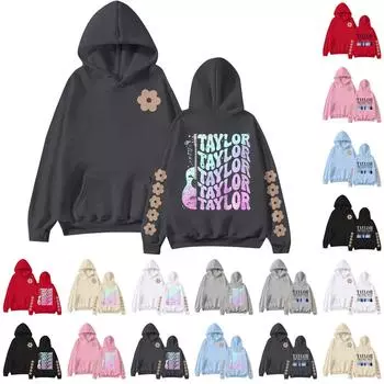 Женская мода с принтом, длинный рукав, свободная толстовка, верхняя часть, осенняя толстовка с капюшоном L бежевый