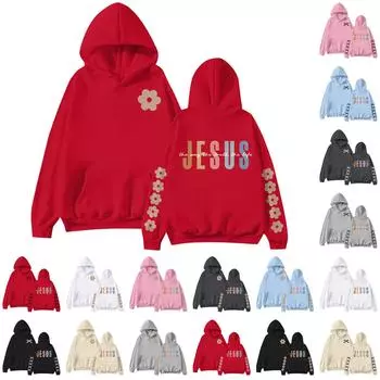 Женская мода с принтом, длинный рукав, свободная толстовка, верхняя часть, осенняя толстовка с капюшоном L бежевый