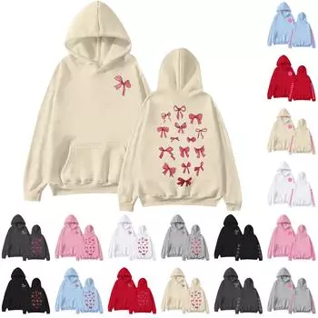 Женская мода с принтом, длинный рукав, свободная толстовка, верхняя часть, осенняя толстовка с капюшоном M синий