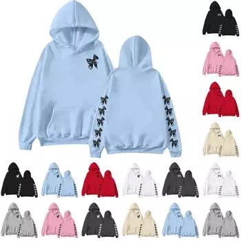 Женская мода с принтом, длинный рукав, свободная толстовка, верхняя часть, осенняя толстовка с капюшоном L бежевый