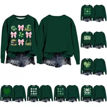 Женская мода с принтом, длинный рукав, свободный круглый вырез, свитшот, осень XXXXL