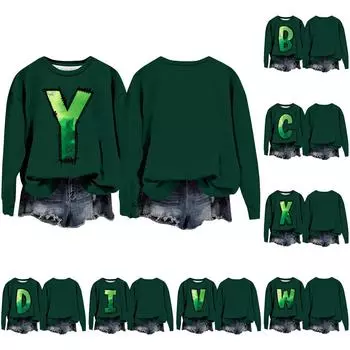 Женская мода с принтом, длинный рукав, свободный круглый вырез, свитшот, осень XL