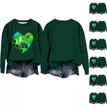 Женская мода с принтом, длинный рукав, свободный круглый вырез, свитшот, осень XXXXL циан