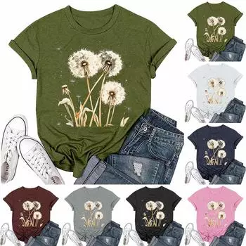 Женская мода с принтом, круглым вырезом, коротким рукавом, футболка, пуловер, топ XXL