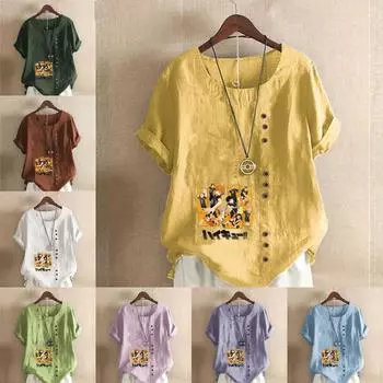 Женская мода с принтом персонажей мультфильмов футболка с коротким рукавом свободная хлопковая рубашка повседневная свободная летняя блузка топы больших размеров S розовый