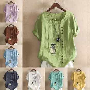 Женская мода с принтом персонажей мультфильмов футболка с коротким рукавом свободная хлопковая рубашка повседневная свободная летняя блузка топы S розовый