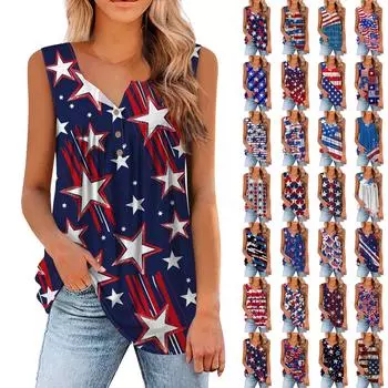 Женская мода с принтом, повседневная футболка без рукавов с круглым вырезом, майка XL чёрный