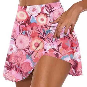 Женская мода с принтом, повседневная спортивная фитнес-беговая йога, теннисная юбка, плиссированная короткая юбка, шорты, полуюбка XXXL