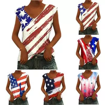 Женская мода с принтом, повседневный жилет с v-образным вырезом, свободная футболка, топы, блузка XXL синий