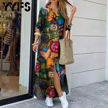 Женская мода с принтом, женские длинные юбки больших размеров, повседневные платья S красный