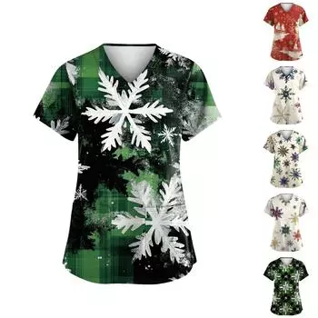 Женская мода с v-образным вырезом, короткими рукавами и карманами, топы с принтом S бежевый