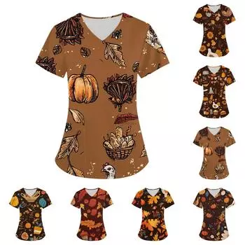 Женская мода с v-образным вырезом, короткими рукавами и карманами, топы с принтом S жёлтый