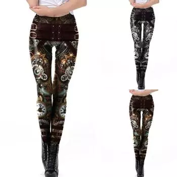 Женская мода с высокой талией для йоги и принтом, спортивные брюки для бега, брюки S золотой