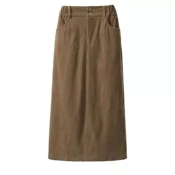 Женская мода с высокой талией для похудения, вельветовая юбка трапециевидной формы, длинное платье, утепленное повседневное однотонное платье 2XL чёрный