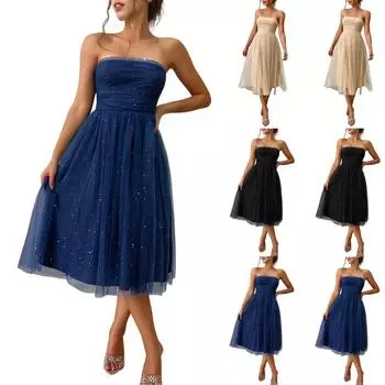 Женская мода Senior Sense Высокая талия Длинное платье Вечернее платье M чёрный