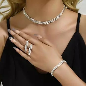 Женская мода серьги ожерелье браслет комплект из трех ювелирных изделий цепочка-когти свадебный комплект цепочка простой подарок на день рождения