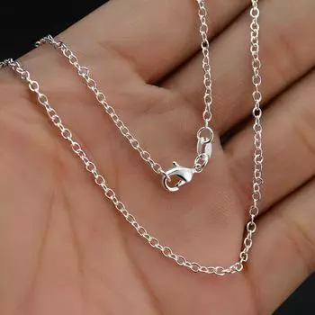 Женская мода серебряного цвета O -цепочка 1,5 мм ожерелье свадебные украшения для кулона 16-30 дюймов 16inch