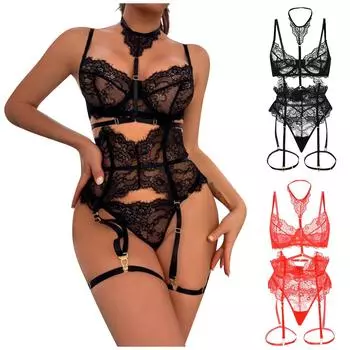 Женская мода Сексуальная кружевная одежда с открытой спиной Боди Нижнее белье S