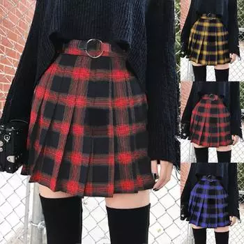 Женская мода сексуальная повседневная сетчатая печать сращивание уздечки трапециевидной формы мини-юбка L синий