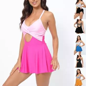 Женская мода, сексуальное цельное мягкое платье для плавания, ажурный купальник-бикини, однотонное монокини на шнуровке сзади, купальный костюм с горячими источниками, купальный костюм с контролем живота M