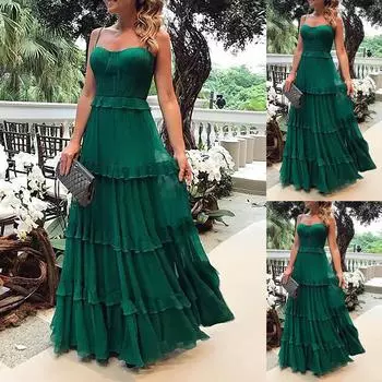 Женская мода сексуальные однотонные платья без рукавов платья XL зелёный