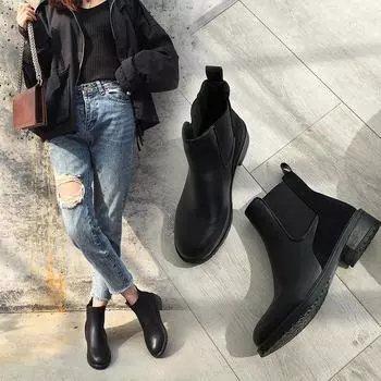 Женская мода сексуальные высокие сапоги британский стиль кожаные туфли модные сапоги средние сапоги женские сапоги 35-40 35 чёрный