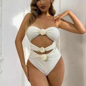 Женская мода, сексуальный цельный купальник-бикини, сплошной 3D цветочный монокини с подкладкой, горячий весенний купальник, купальный костюм с открытой спиной S