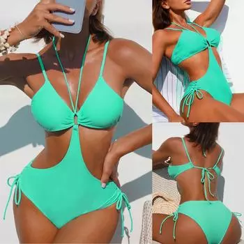 Женская мода, сексуальный купальник, цельный купальник с принтом, бикини с открытой спиной