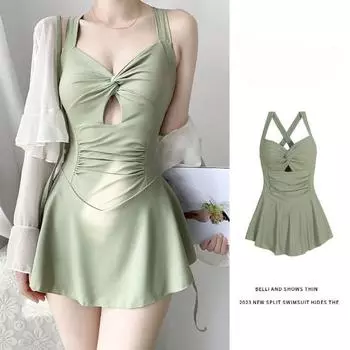 Женская мода, скромный однотонный солнцезащитный купальник с перекрещенной спиной, мягкий узел, ажурное монокини с длинными рукавами, прикрытие, купальник, купальный костюм с горячим источником S