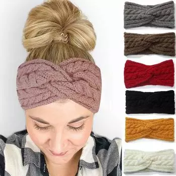 Женская мода сохраняет тепло вязание оголовье ручной работы спортивной ленты для волос кофейный
