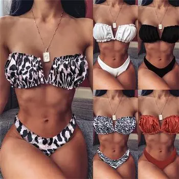 Женская мода сплошной цвет сексуальный полый купальник бикини с открытой спиной разделенный купальник L чёрный