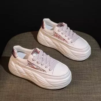 Женская мода, спортивная маленькая белая обувь 2024 года, летние новые дышащие универсальные кроссовки с толстой подошвой, женские 35 синий